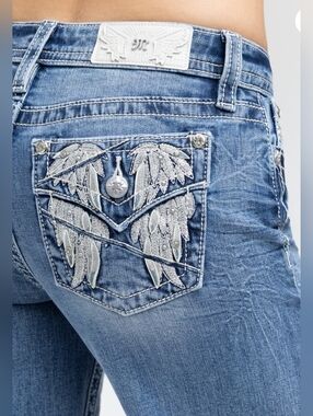 MISS ME Cloudborne Wing Slim Wide JEANS